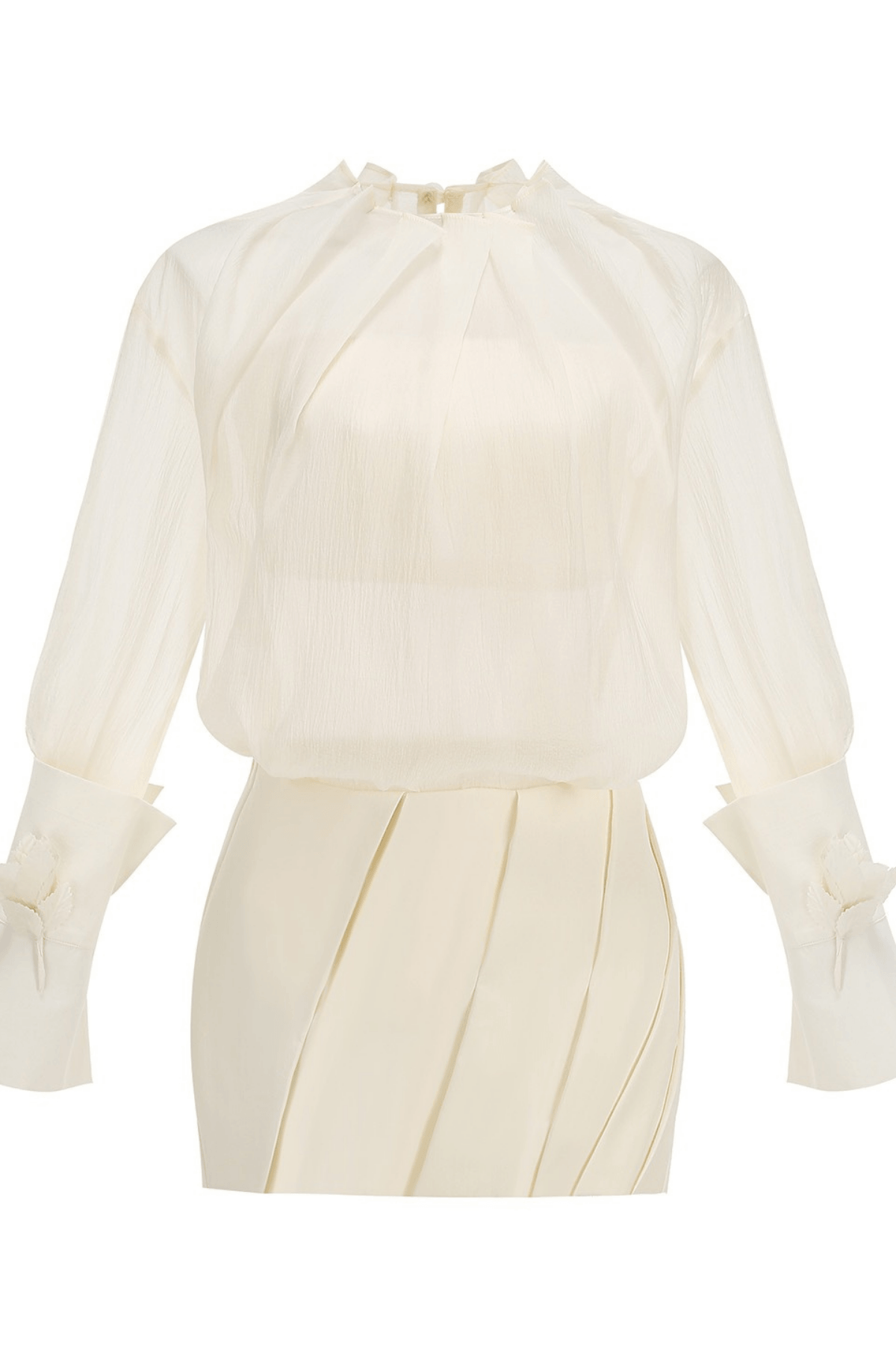 Detail Long Sleeve Two Piece Skirt Set