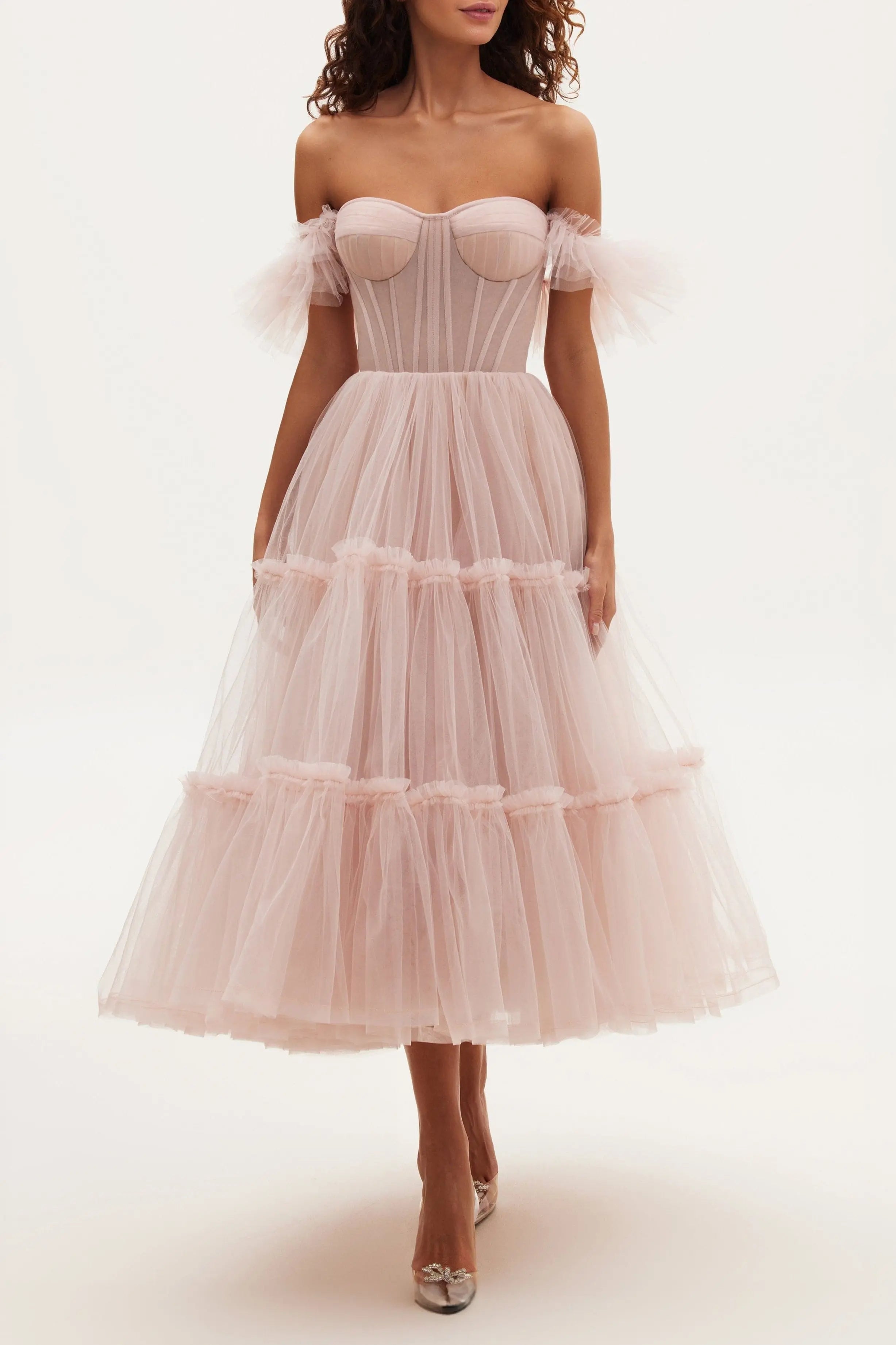 Rose Ruffled Midi Dress