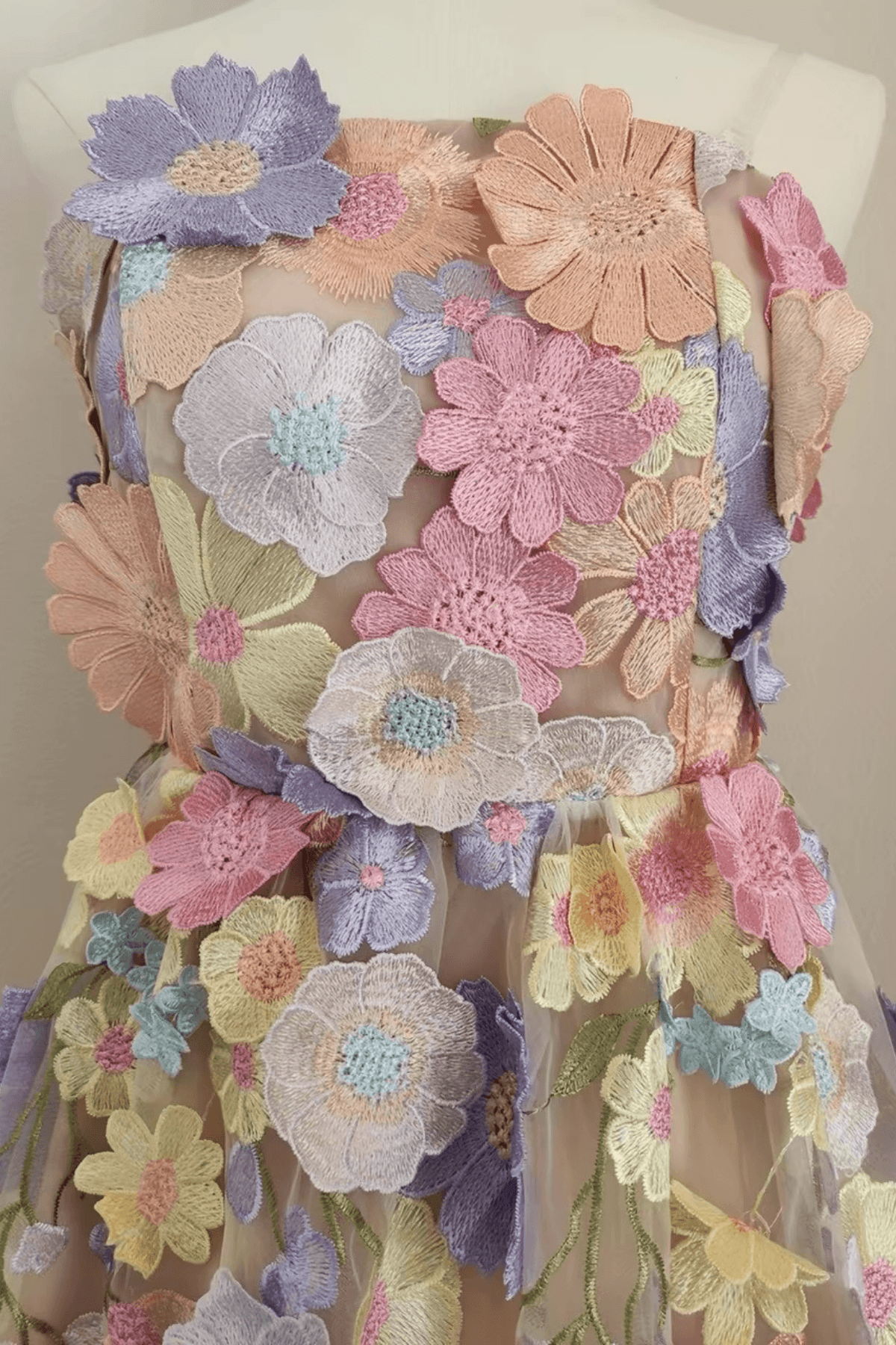 French Style Heavy Craft Floral Dress