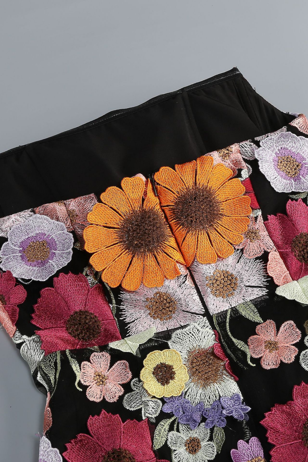 Black 3D Floral Embroidered Dress