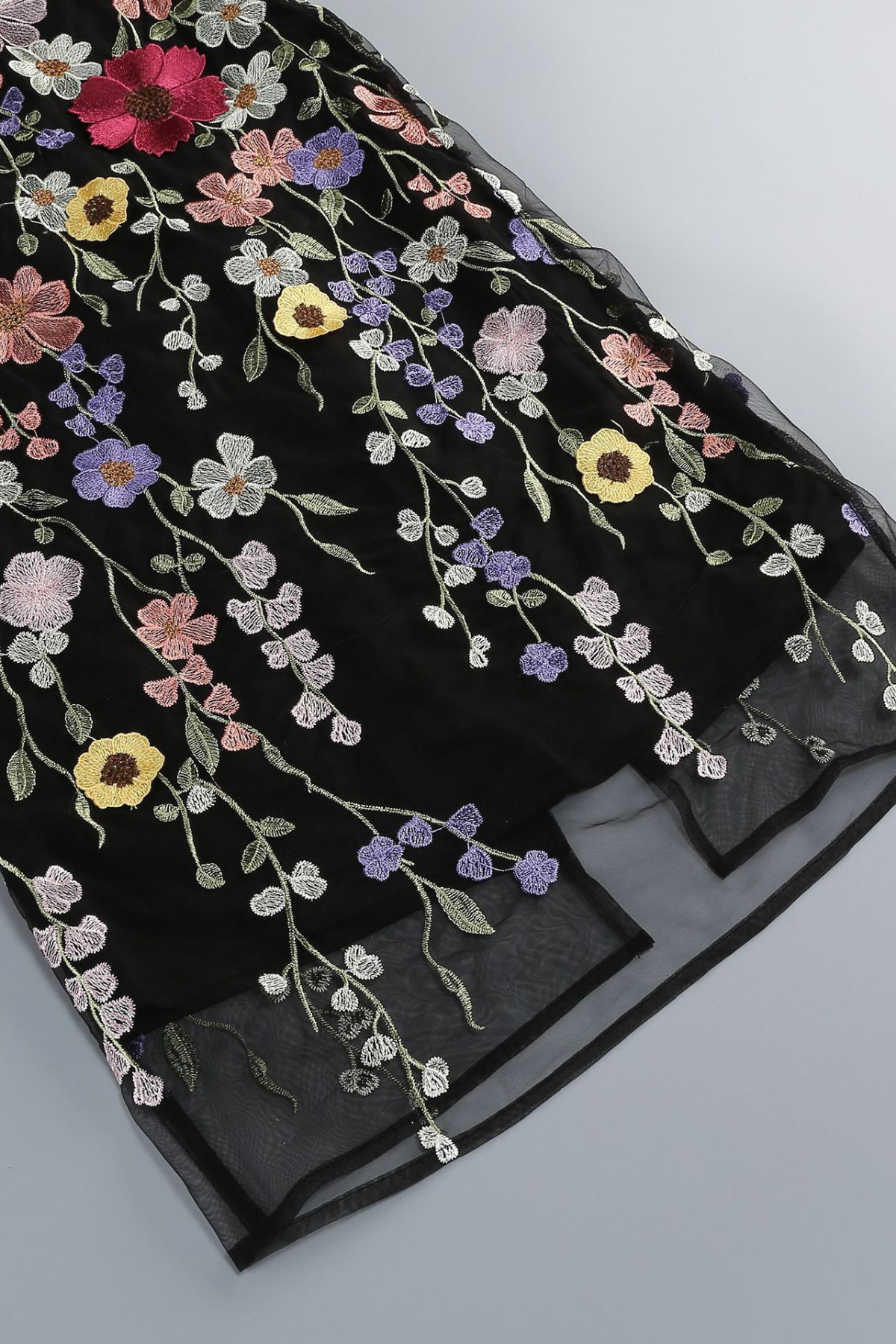 Black 3D Floral Embroidered Dress
