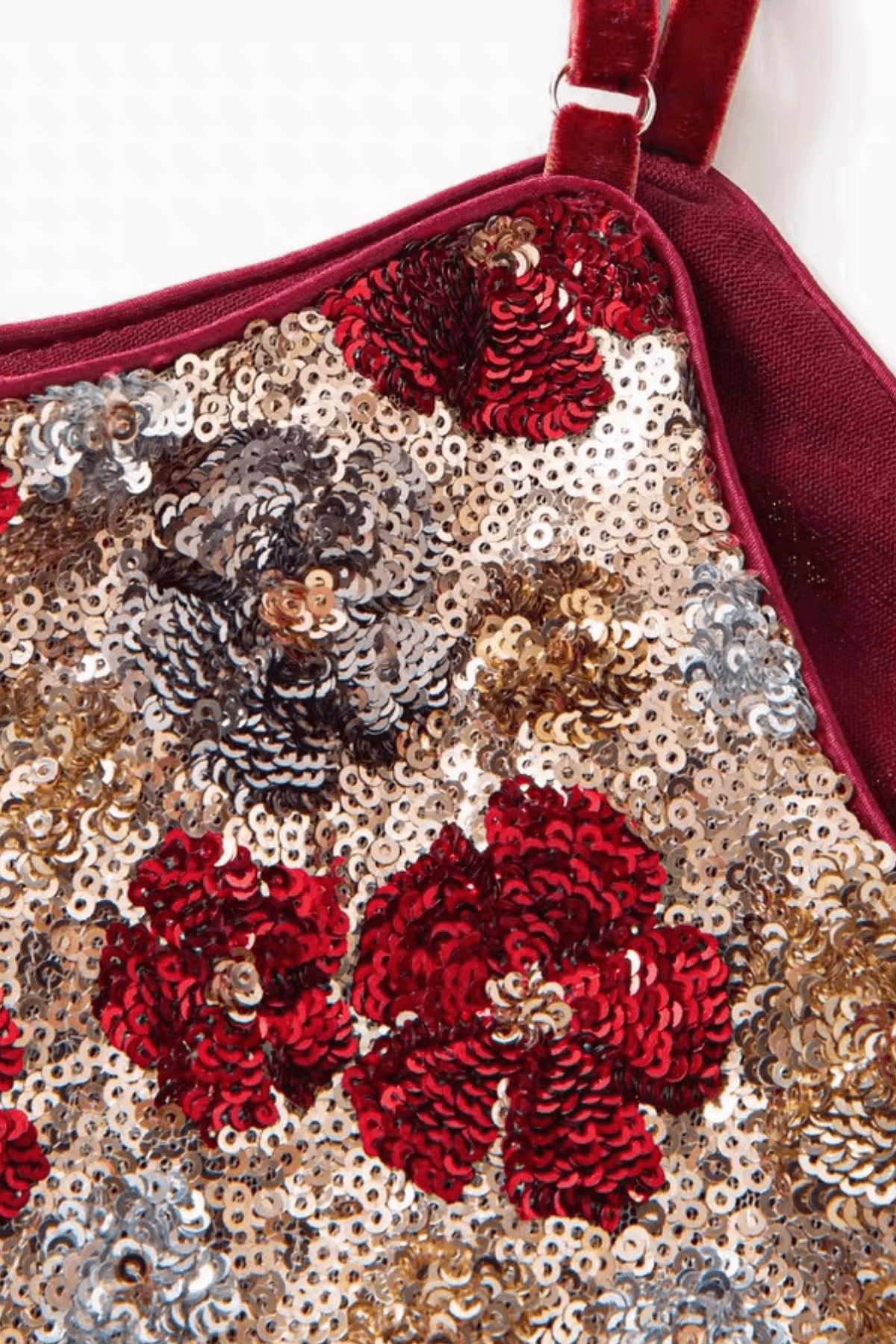 Strap Bodycon Floral Sequin Midi Dress
