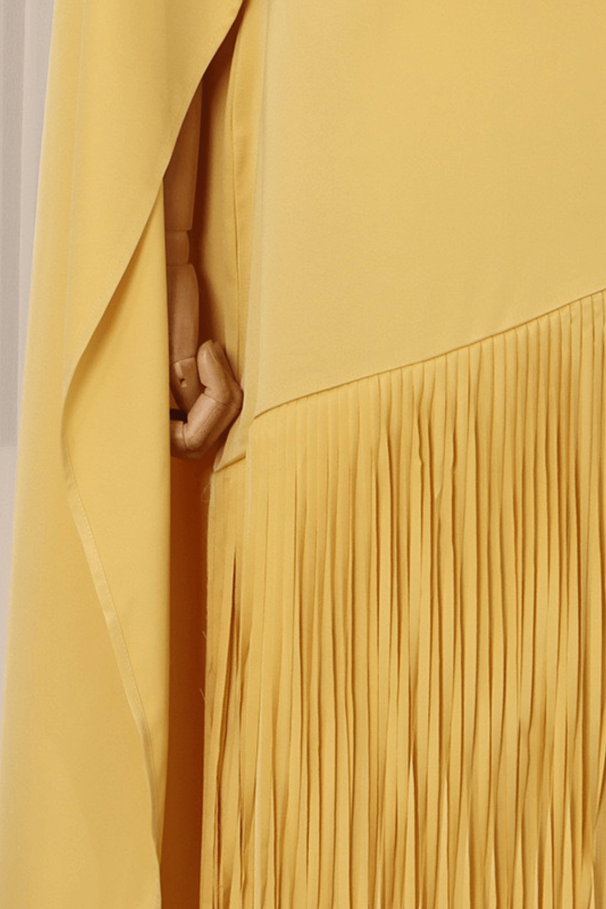 Yellow Cape Fringe Maxi Evening Gown