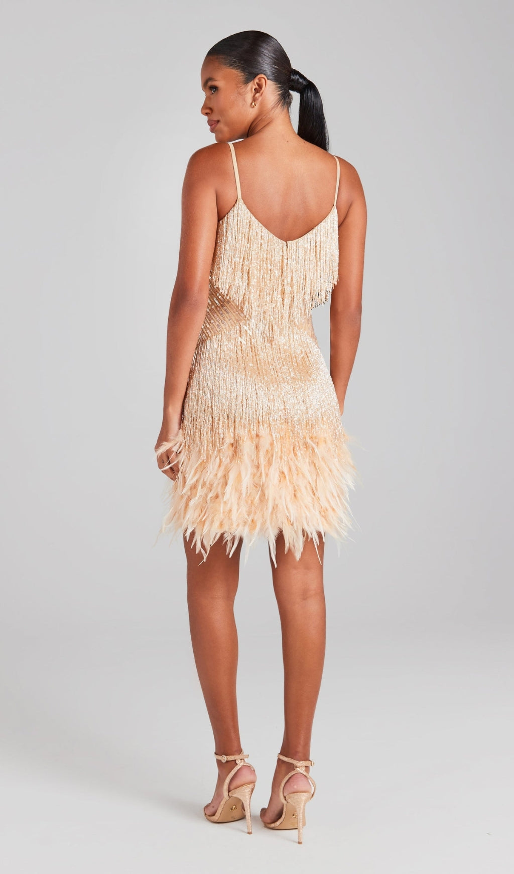 White Tassel Feather Mini Dresses