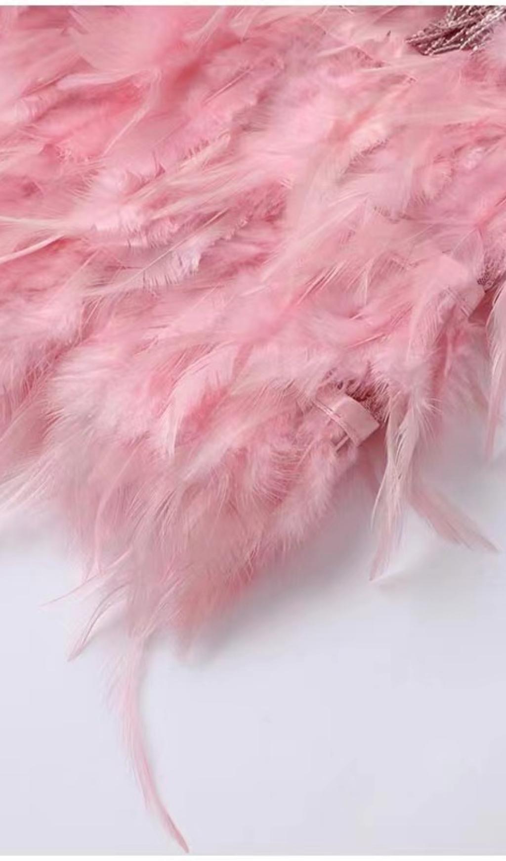 Pink Feather Mini Dress