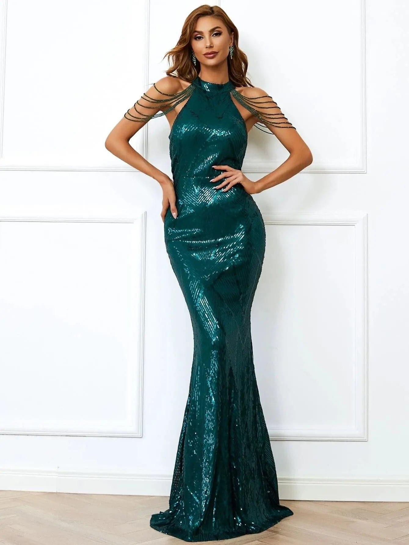 Sequin Chain Prom Dress