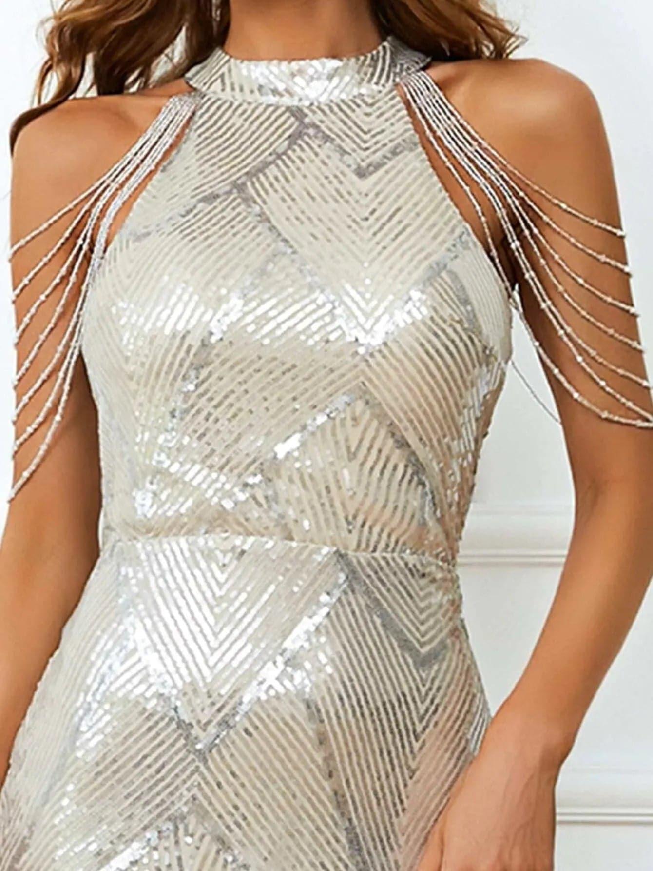 Sequin Chain Prom Dress