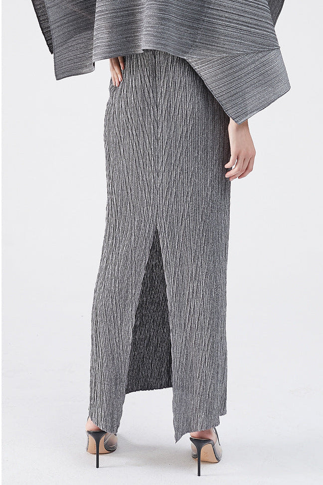 Midi Dress with Cape in Gray Set