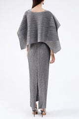 Midi Dress with Cape in Gray Set