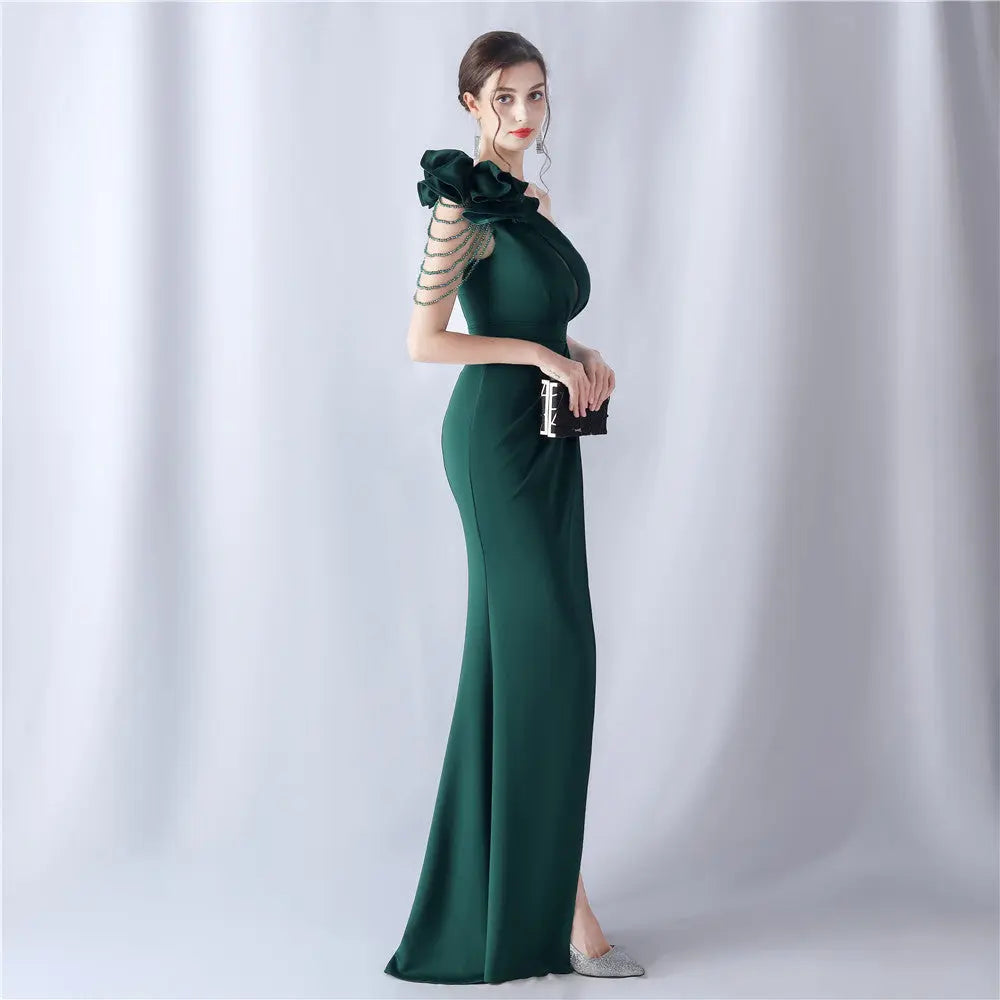 Crafted Flower With Beading Formal Dress