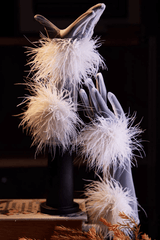 Fluffy Feather Decor Sheer Long Gloves