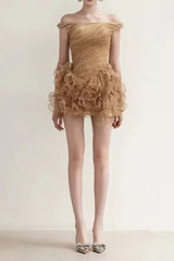 Romantic Embellished Sleeveless Ruffle Sequin Mini Dress