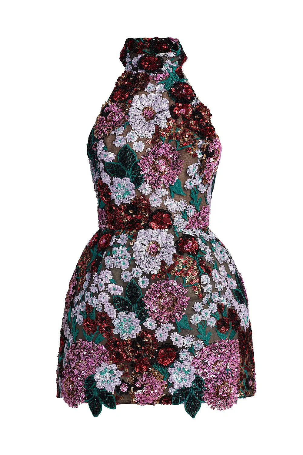 Open-Back Embroidered Mini Dress