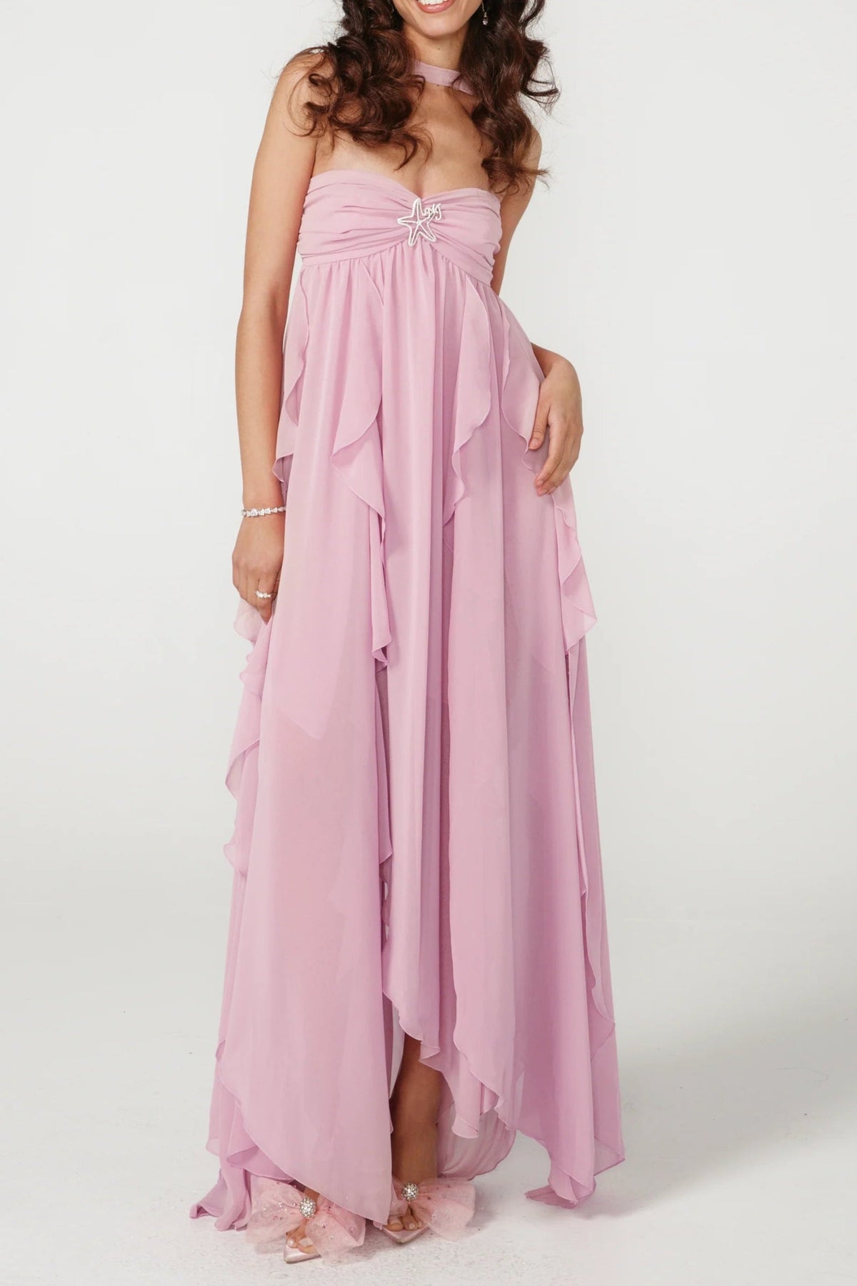 Lace Maxi Dress in Purple