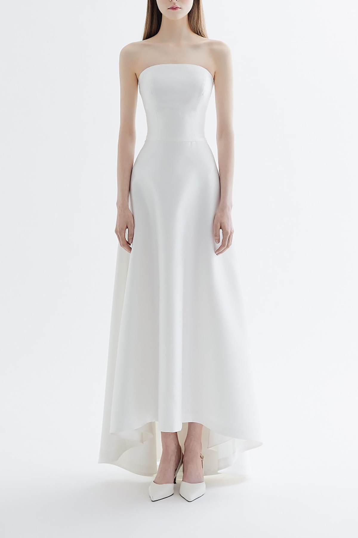 White Satin High-Low Maxi Dress
