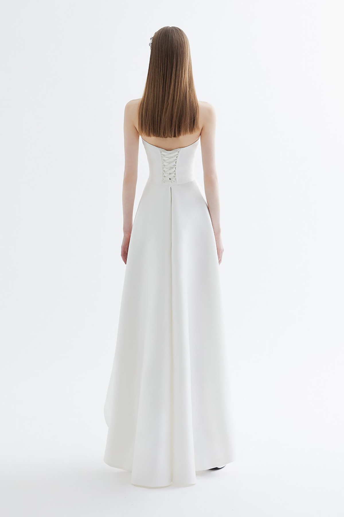 White Satin High-Low Maxi Dress