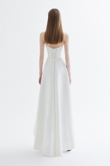 White Satin High-Low Maxi Dress