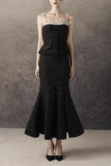 Lace Trim Two Piece Formal Dress