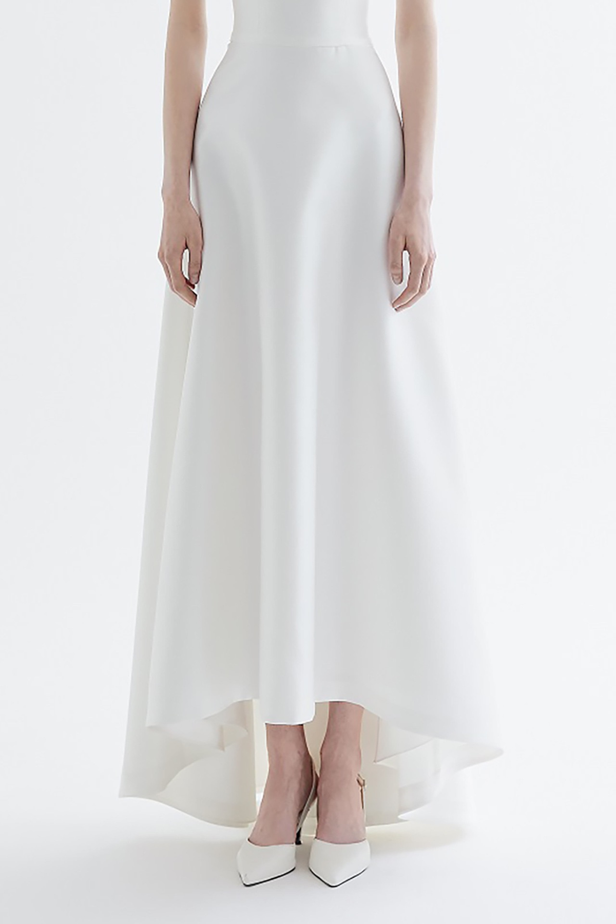 White Satin High-Low Maxi Dress