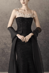 Lace Trim Two Piece Formal Dress
