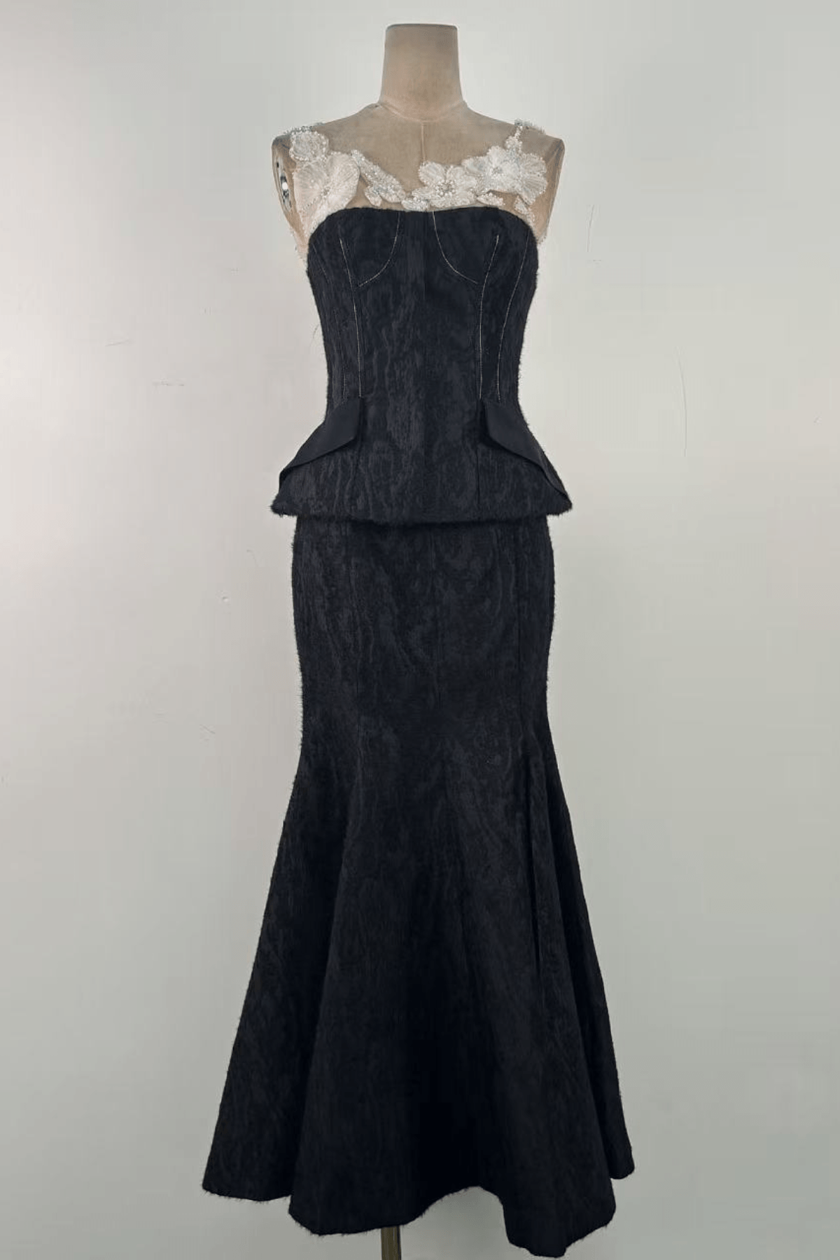 Lace Trim Two Piece Formal Dress