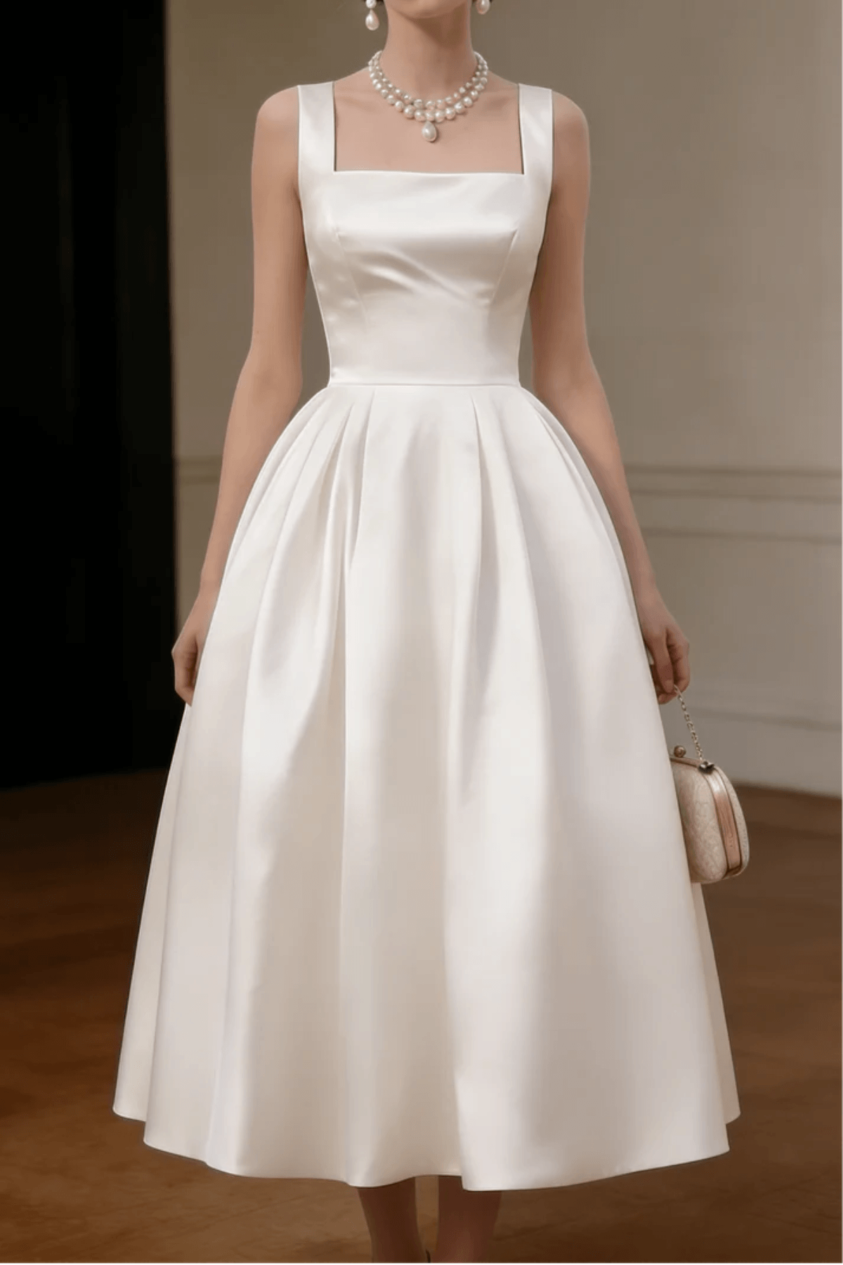 Minimalist Strap Midi Dress - Off-White