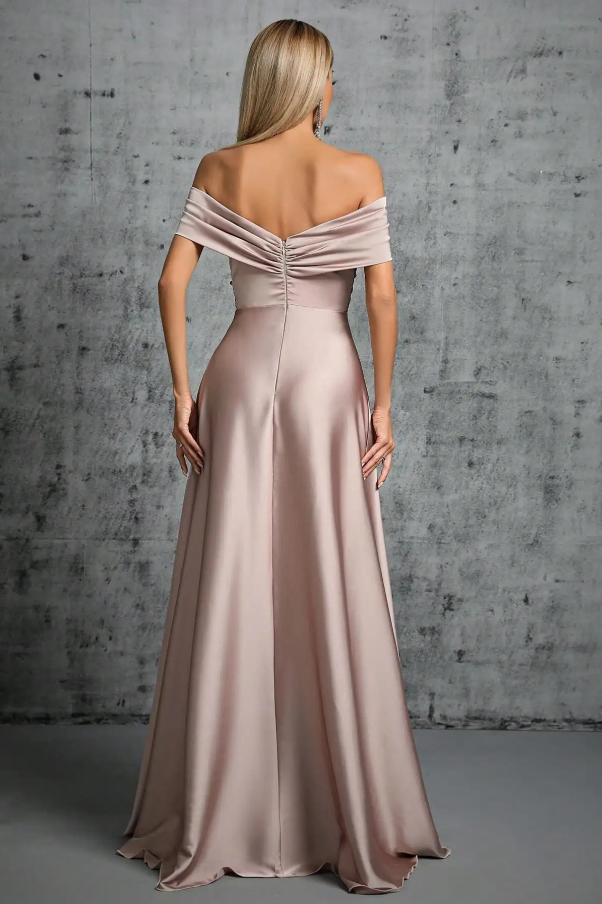 Pink Satin Off Shoulder Twist Dress