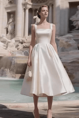 Minimalist Strap Midi Dress - Off-White