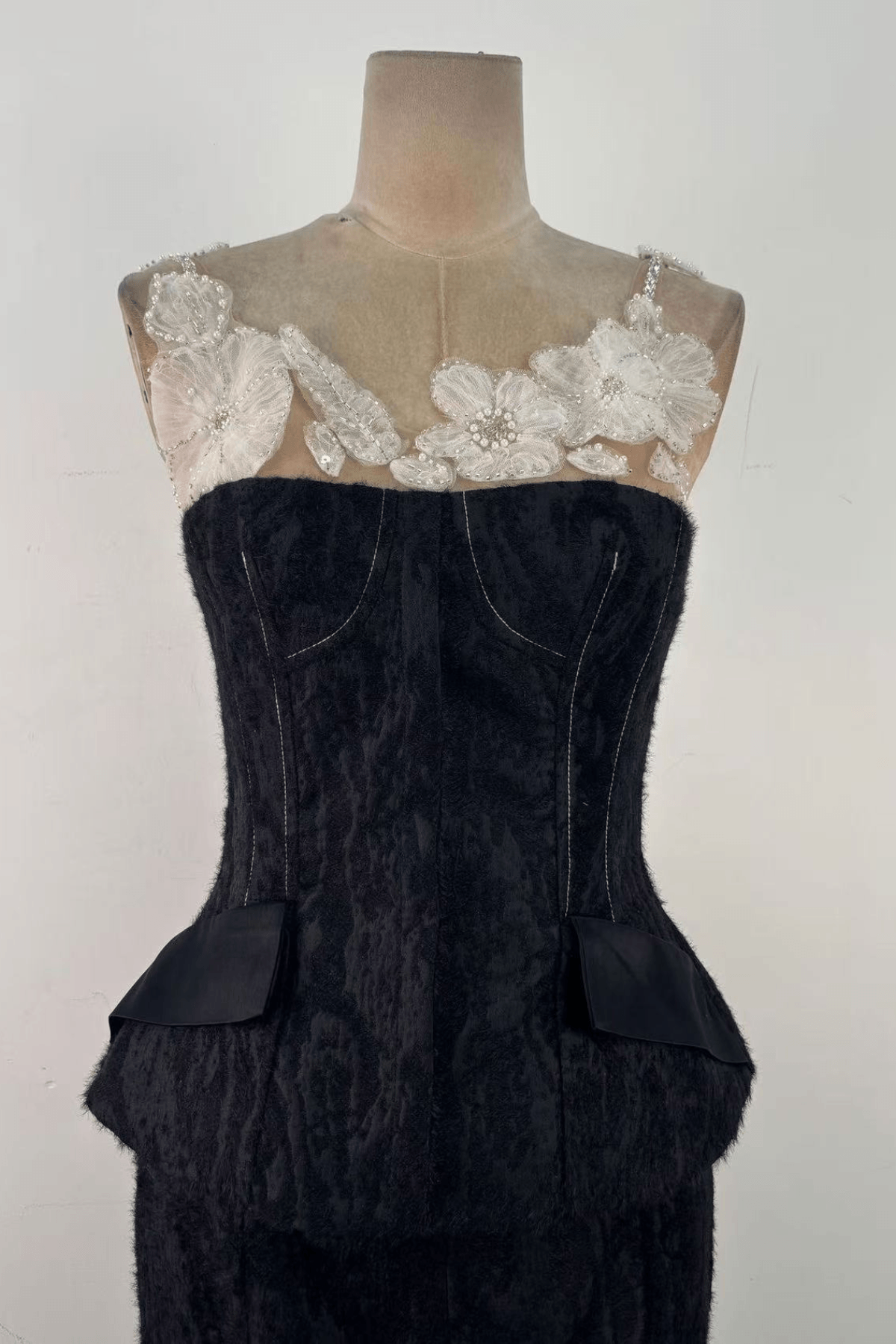 Lace Trim Two Piece Formal Dress