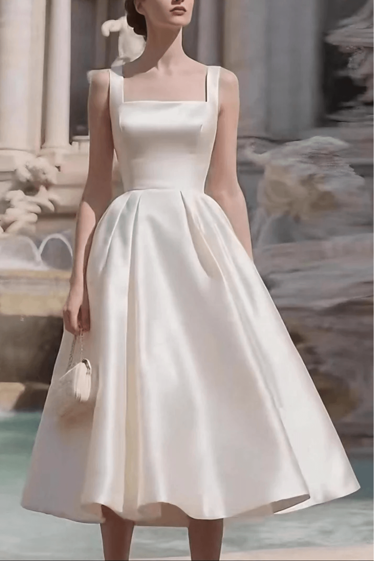 Minimalist Strap Midi Dress - Off-White