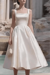 Minimalist Strap Midi Dress - Off-White