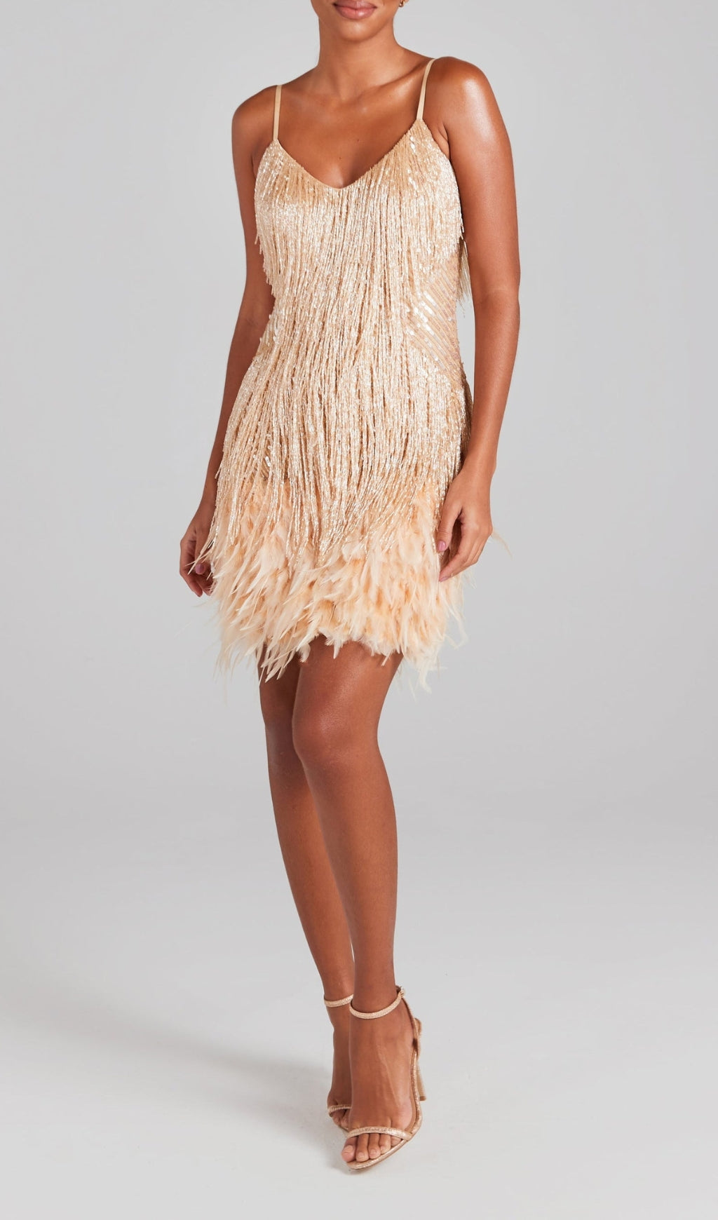 White Tassel Feather Mini Dresses