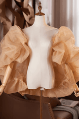 Champagne Puff Sleeve Evening Shawl