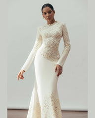 White Long Sleeve Embroidered Maxi Dress