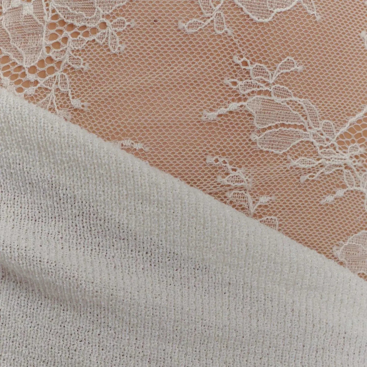 White Lace Spliced Knitted Mini Dress