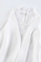 White Lace Halter Neck Ruched A Line Mini Dress