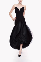 Neck Strap Black Midi Formal Dress