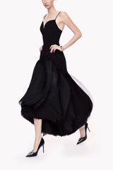 Neck Strap Black Midi Formal Dress