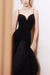 Neck Strap Black Midi Formal Dress