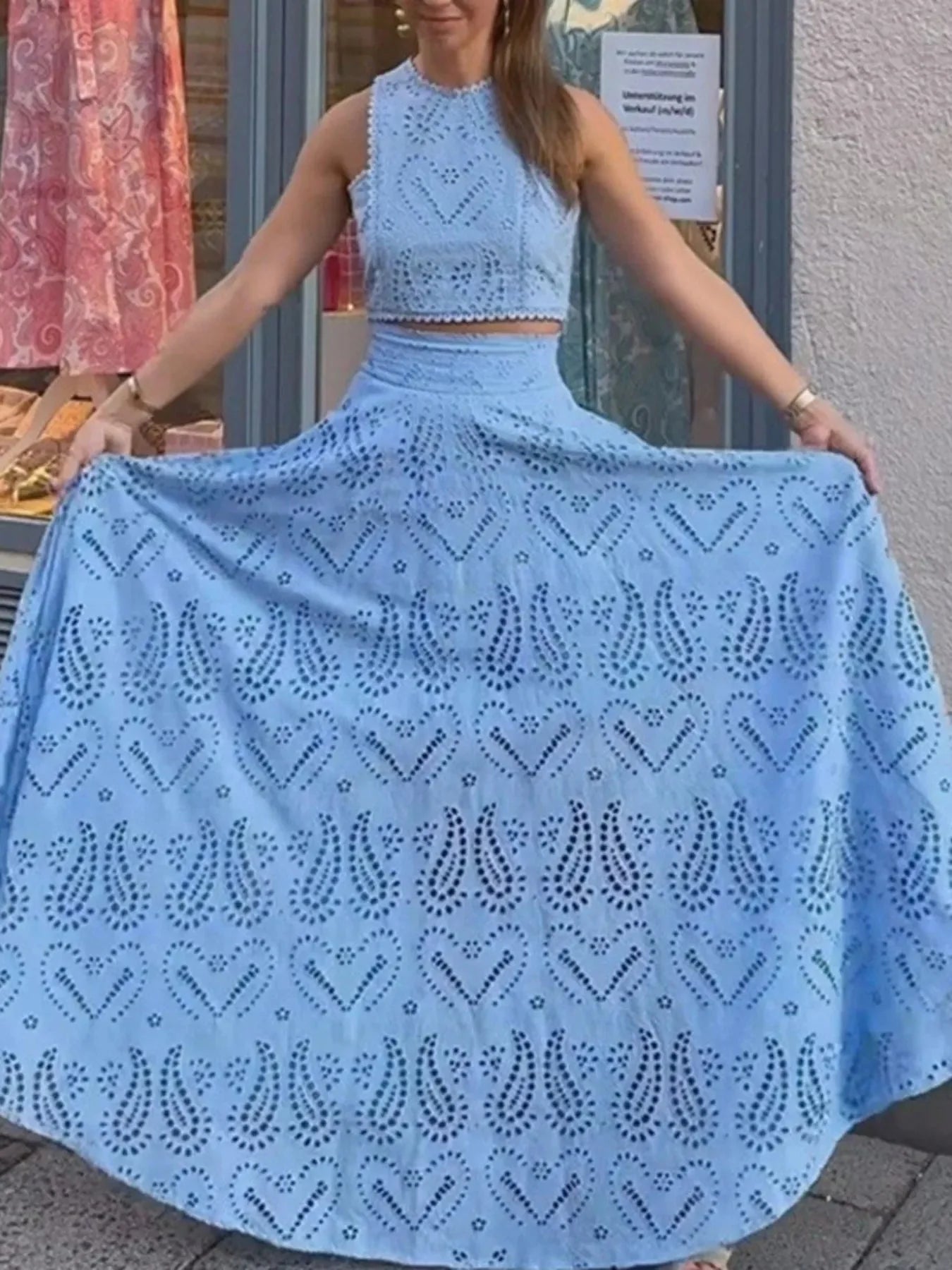 Lace Top and Maxi Skirt Set