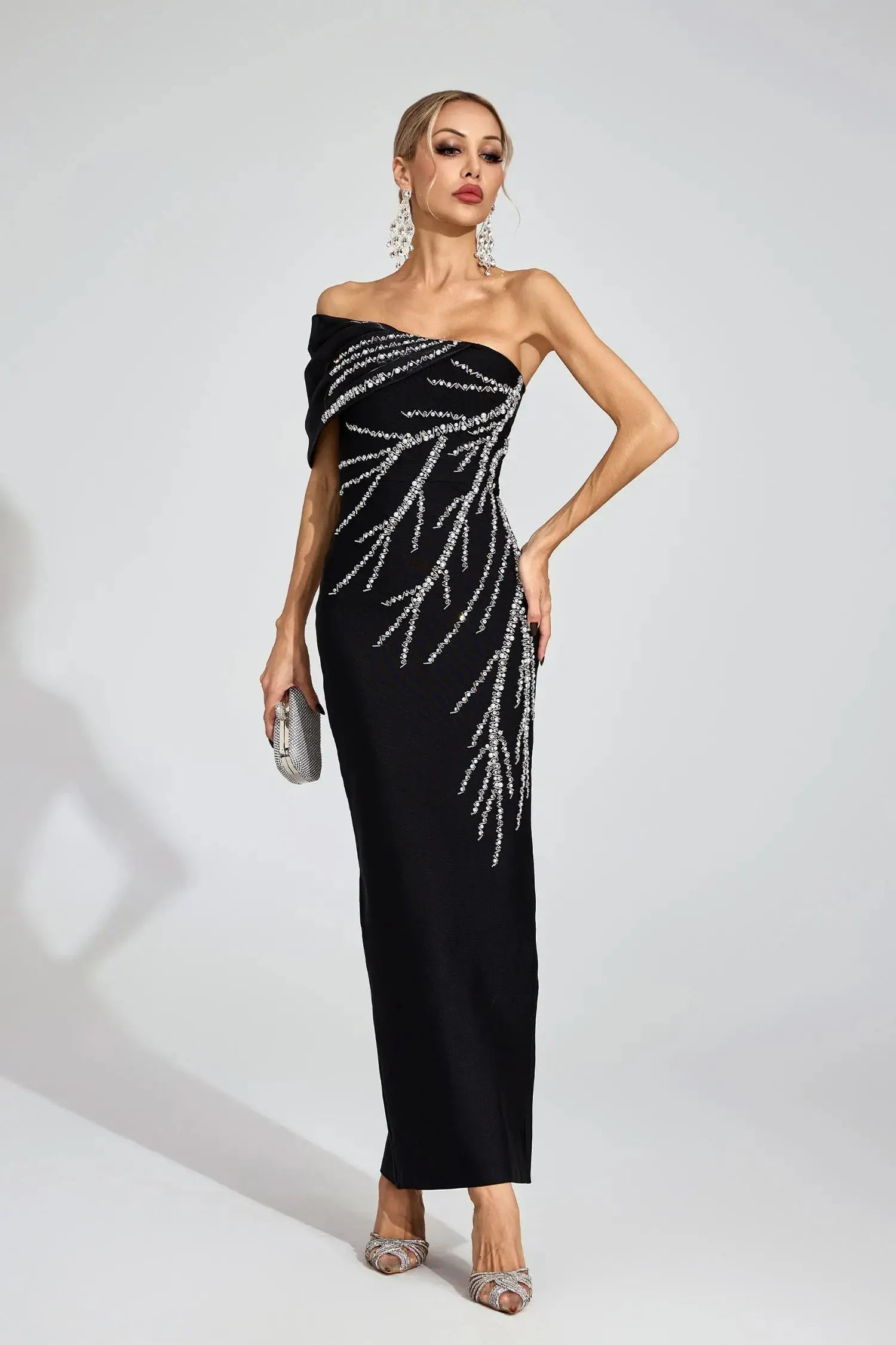 Black Diamond Bandage Maxi Dress