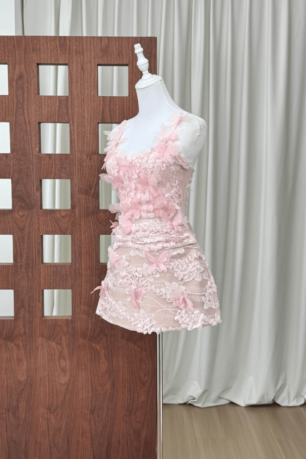 Blair 3D Flower Pink Lace Mini Fairy Dress