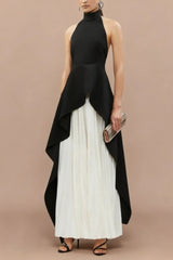 Bandage Halter Maxi Dress In Black and White