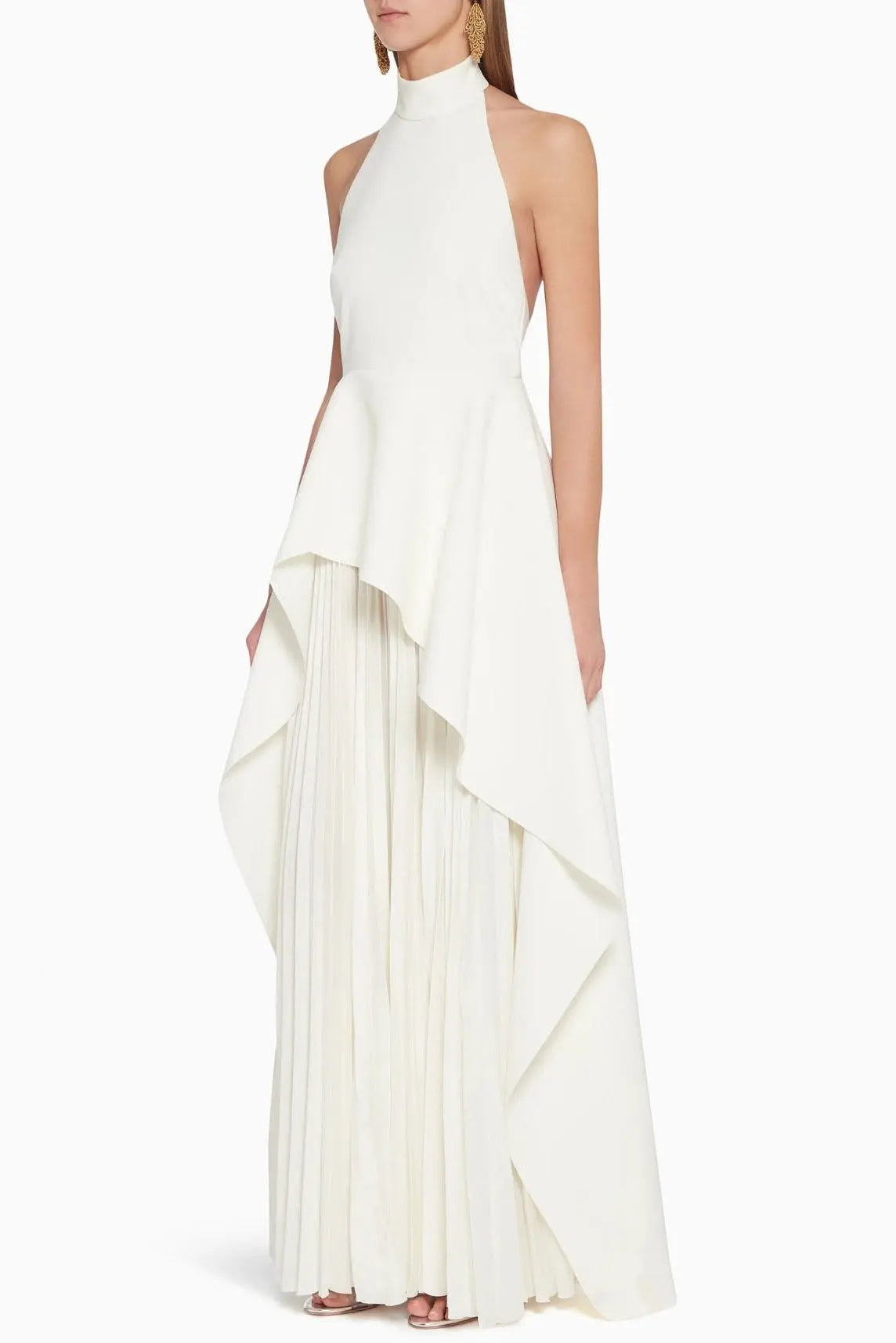 Bandage Halter Maxi Dress in White