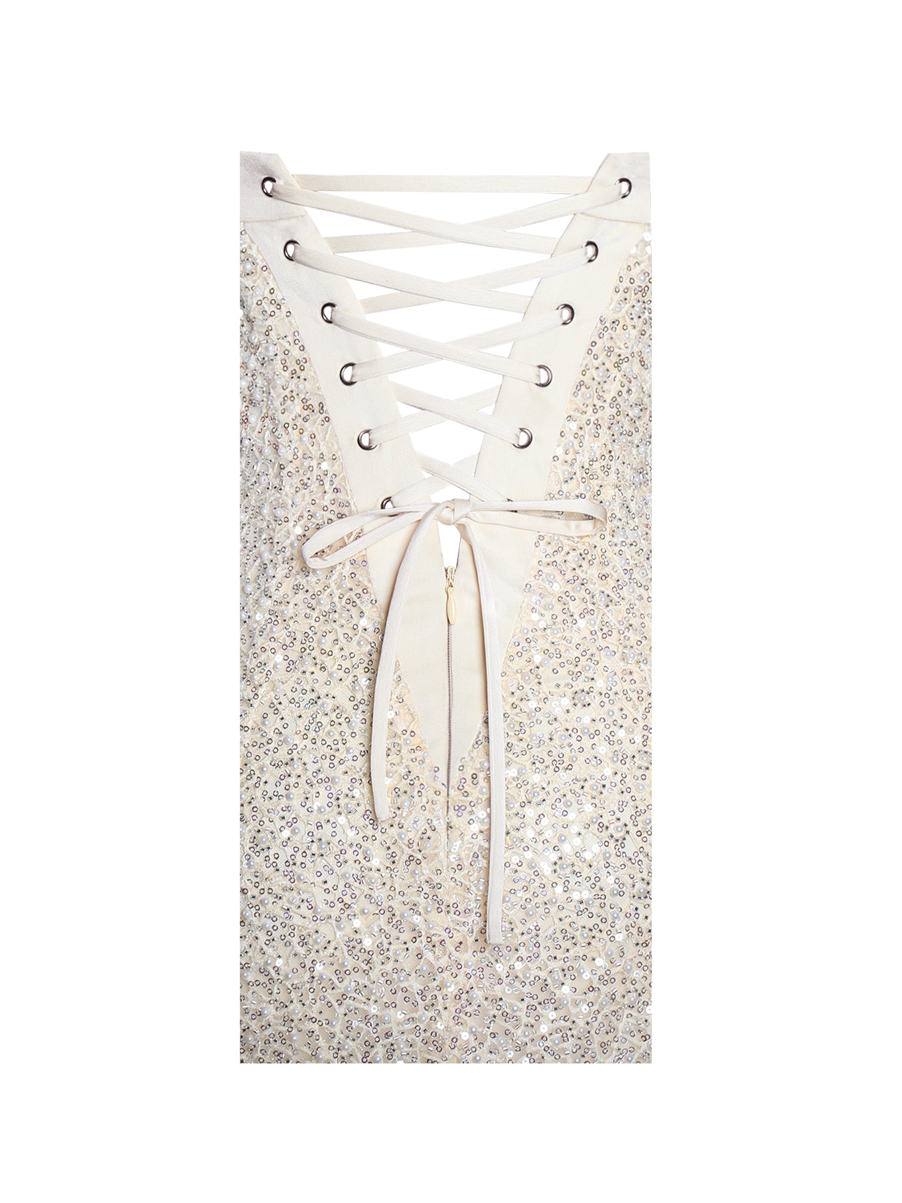 Gold Sequin Bodycon Gown with Scarf