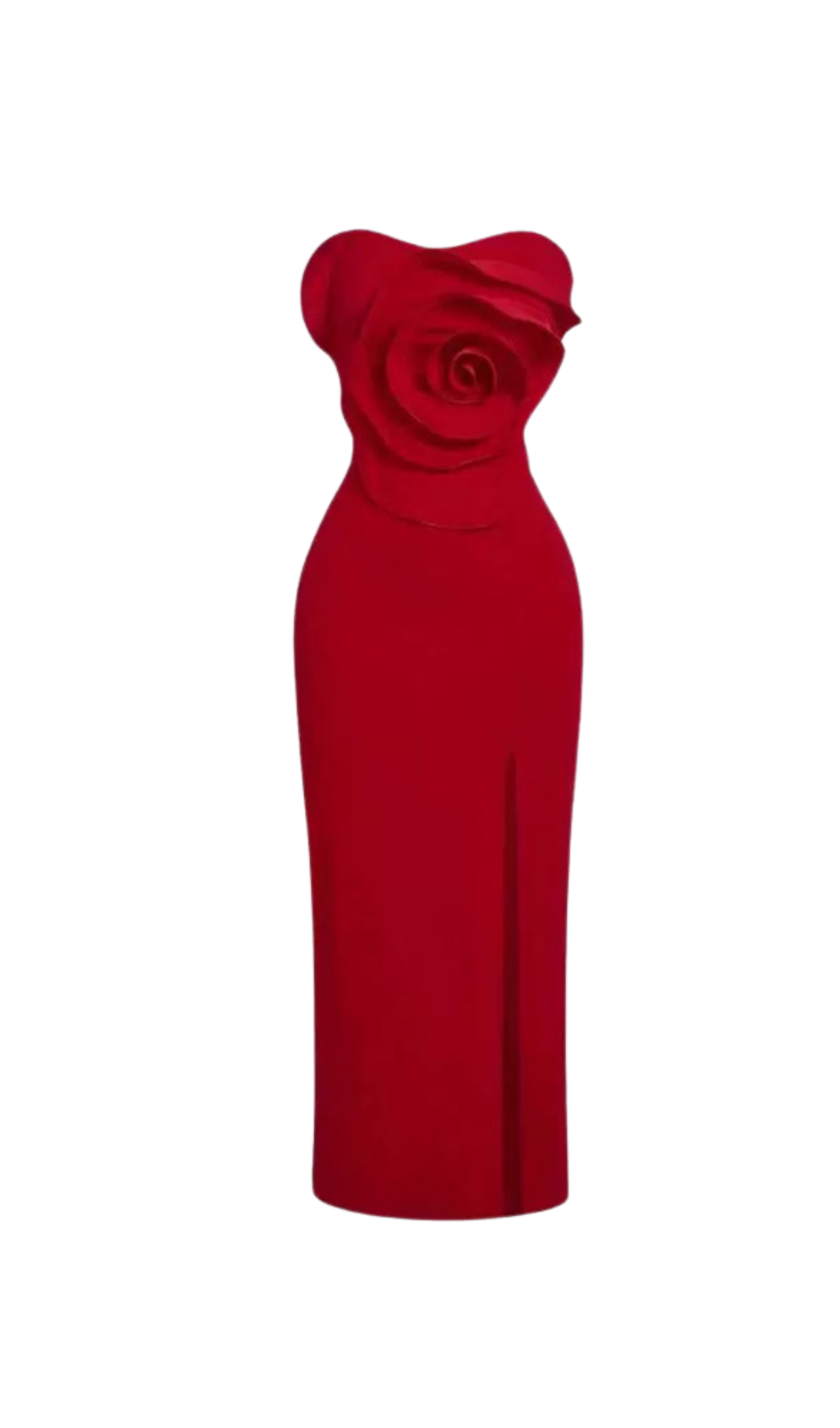 3D Flower Midi Dress in Red