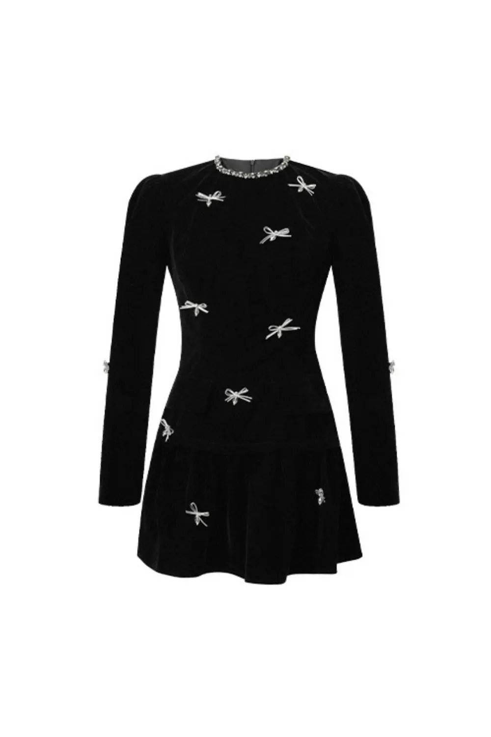 Rhinestone Embellishment Mini Dress in Black
