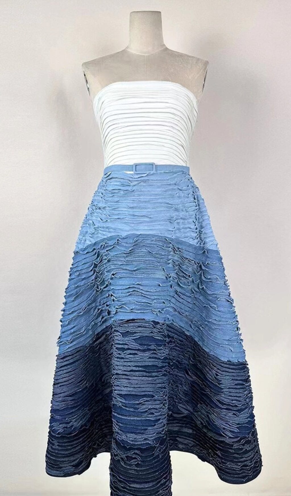 Blue Ripple Halter Mini Dress