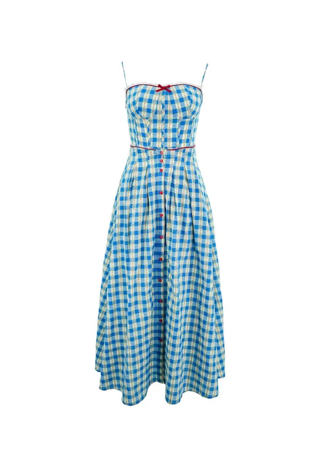Plaid Strap Maxi Dress in Blue