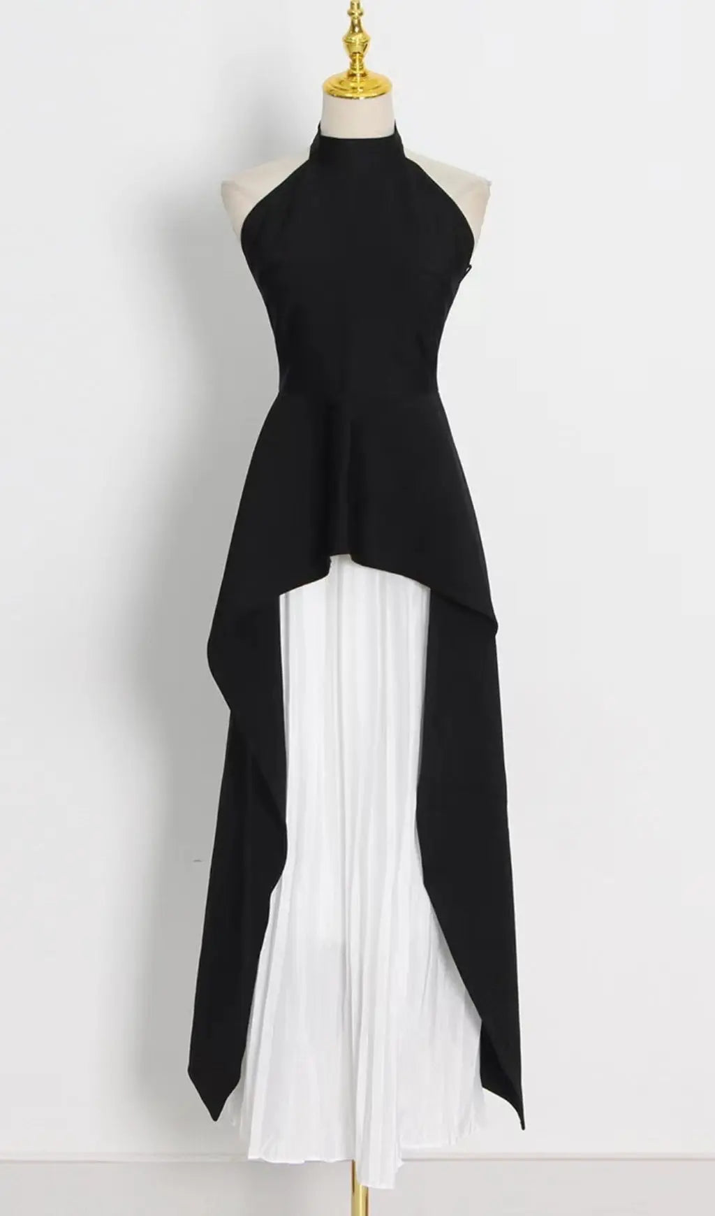 Bandage Halter Maxi Dress In Black and White
